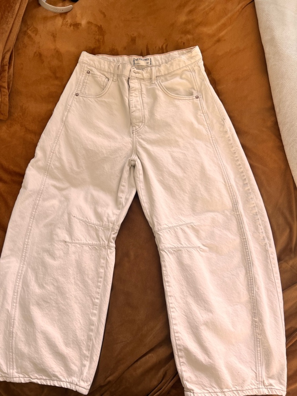 We The Free Cream High-Rise Wide Leg Jeans